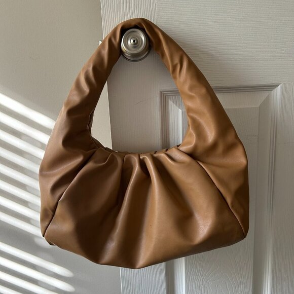Shoulder Pouch Softest Faux Leather Slouchy Tote in Camel Shoulder Bag - Picture 4 of 12